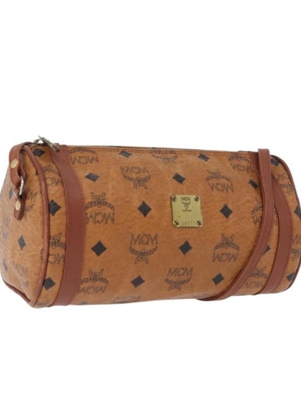MCM Visetos Logo Crossbody/Shoulder Bag in Cognac Brown ~ EUC